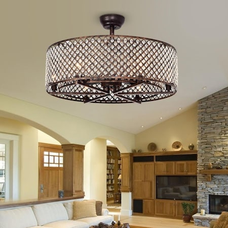 Warehouse Of Tiffany 29.1 in. Miyaka Indoor Remote Controlled Fandelier with Light Kit, Bronze CFL-8235RB